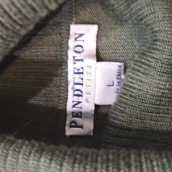 Pendelton Women 100%Merino Wool Green Turtleneck Sweater Sz L Petite - Picture 4 of 6